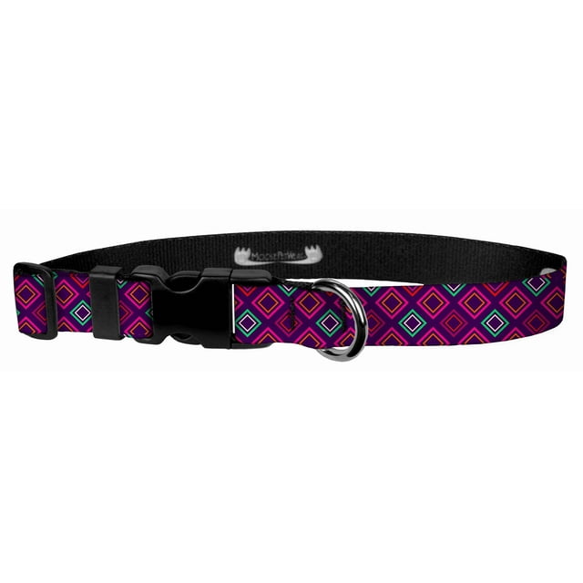 Moose Pet Wear Dog Collar - Patterned Adjustable Pet Collars, Made in The USA - 3/4 Inch Wide, Medium, Dainty Diamond