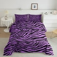 thumbnail image 2 of Manfei Zebra Print 3-Piece Full Size Comforter Sets,Abstract Stripes Bedding Comforter Set,Black Purple Bedding Sets,Lightweight Animal Room Decorative,Reversible, 2 of 8