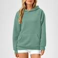thumbnail image 6 of Itsame Hoodie Pullover Womens Lightweight Hood Sweatshirts Crew Neck Solid Color Long Sleeve Sportswear Green Size S, 6 of 9