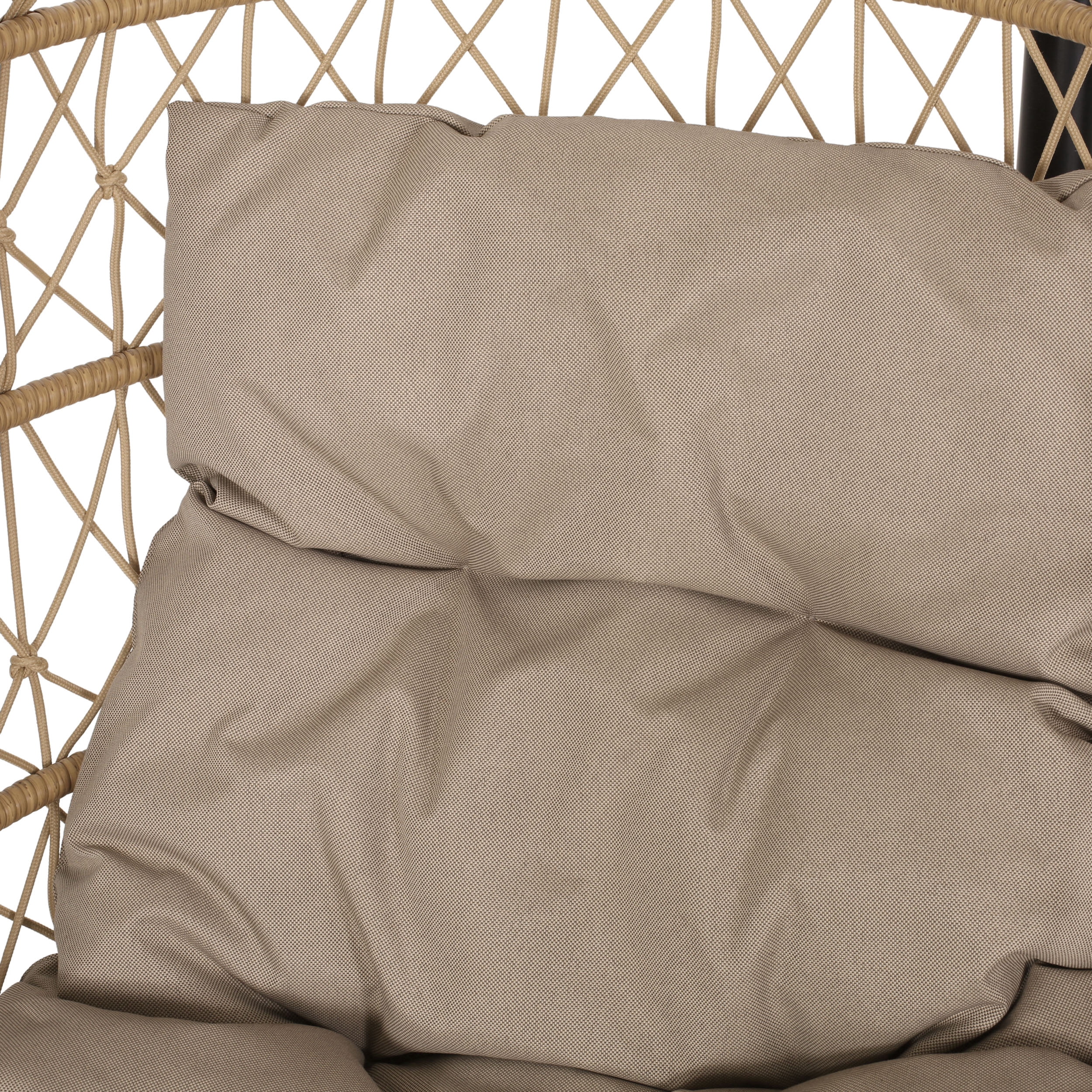 Kiara Wicker and Rope Outdoor Foldable Hanging Chair with Stand, Light Brown, Tan, and Black