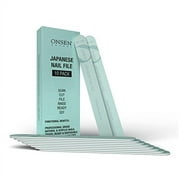 Onsen Japanese Nail File - Professional 10-Pack Nail Files, Double Sided Natural and Acrylic Nail Filers - 120/180 Grit - Disposable, Salon Smooth, Travel Best Nail File for Shiny Nails (10 Count)