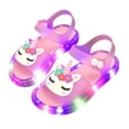 thumbnail image 2 of Girls Cute Unicorn Rainbow LED Light Up Jelly Sandals, Adjustable Ankle Strap Non Slip Kids Water Beach Shoes, Step Activated Glowing Summer Outdoor Walking Sandals 4-9Y, 2 of 7