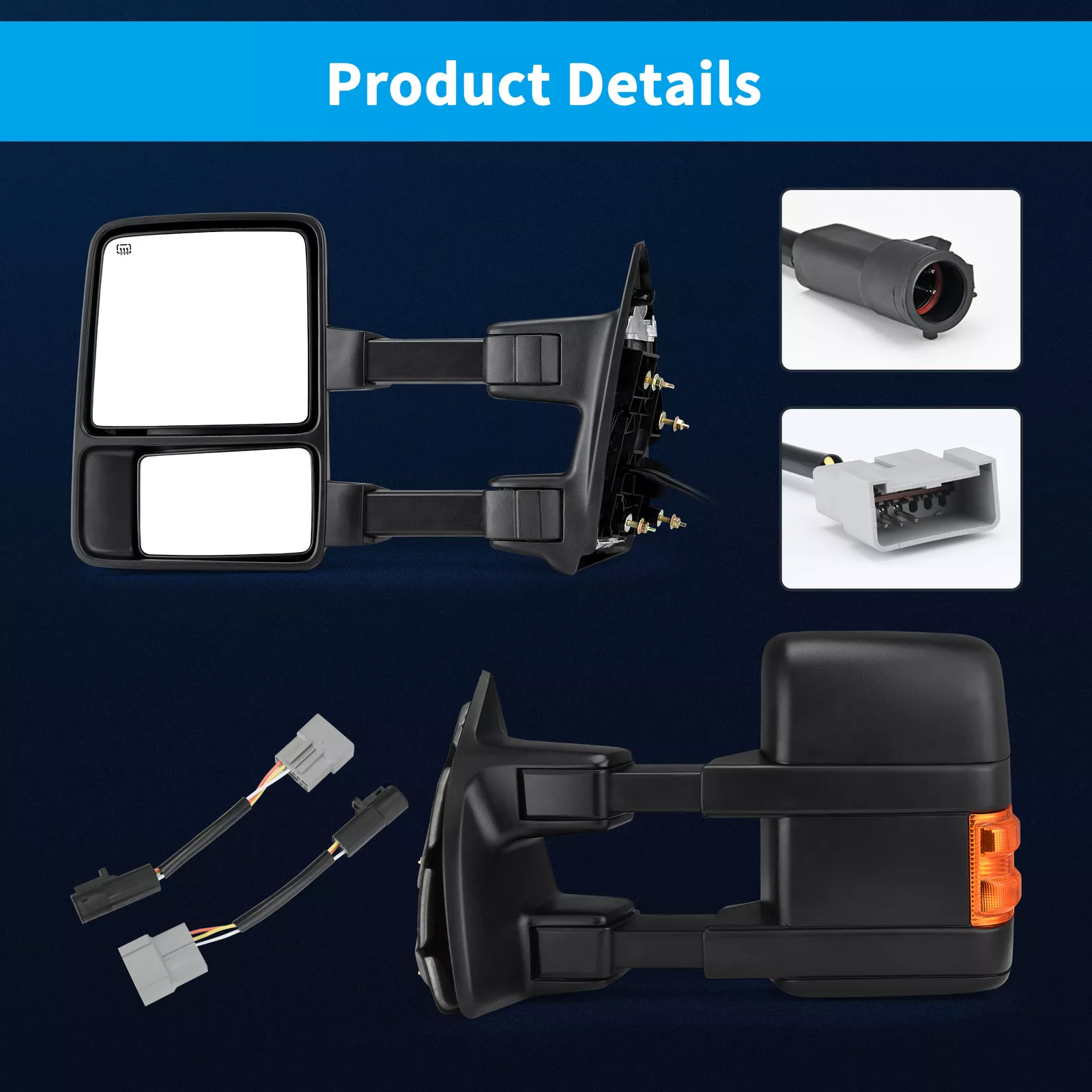 Ledkingdomus Tow Mirror for 1999-2007 Ford F250 F350 F450 F550 Super Duty Power Heated with Signal
