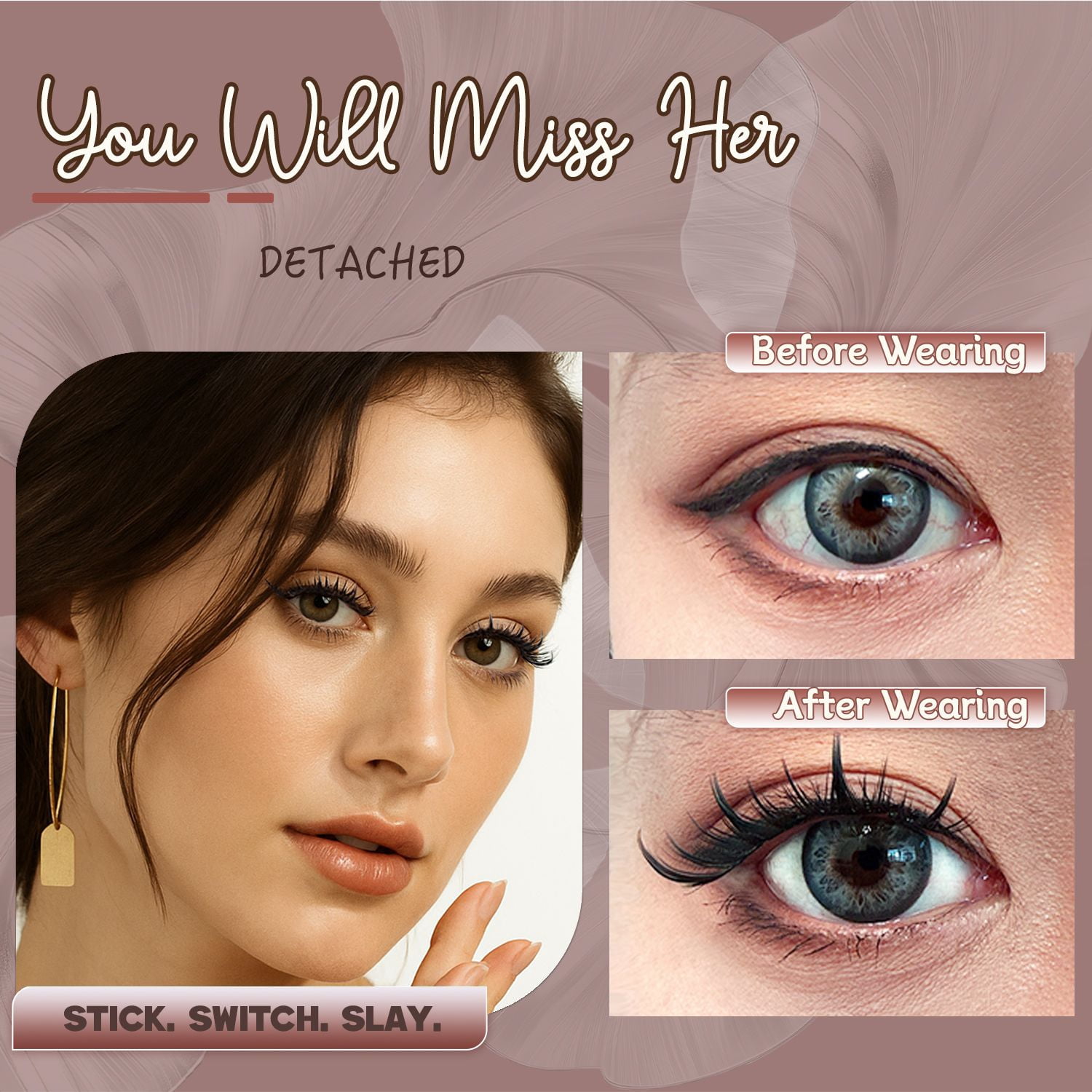 AYCUE #YOU WILL MISS HER# Self-adhesive Lash Clusters C Curl 10-14mm 80Clusters Glue-free Eyelashes Extensions for Natural Look Easy Application