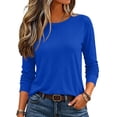 thumbnail image 4 of Stralyhd Women's Casual Long Sleeve Crew Neck T Shirts Soft Basic Tee Tops for Workout Business Fall Clothes Blue M, 4 of 4