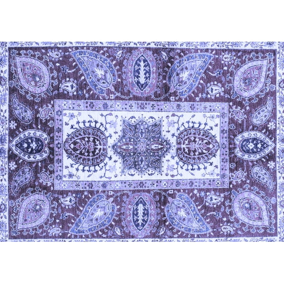 Ahgly Company Indoor Rectangle Abstract Blue Modern Area Rugs, 5' x 7'