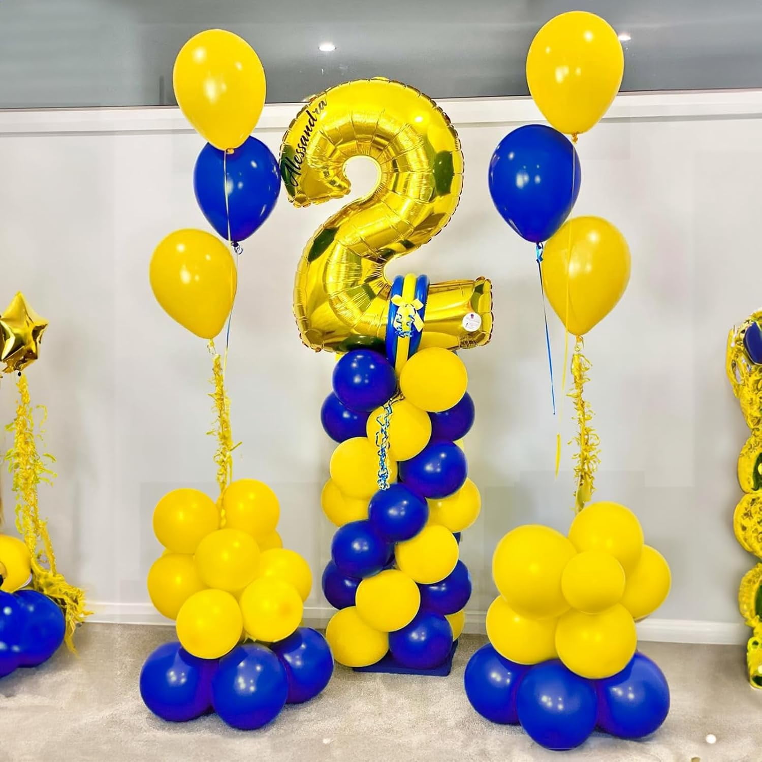 Royal Blue and Yellow Balloons Arch Garland Kit,134pcs Dark Blue White Lemon Yellow Balloons for Boy Oh Baby Shower Bridal Shower Gender Reveal Graduation Birthday Party Decorations