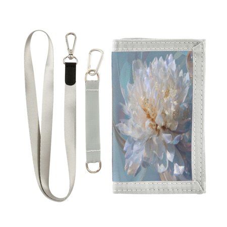 Cloth Wallet with Lanyard & Multiple Compartments Fashion Purse Zipper Clutch Bag for Cash Cards Coins Large Flower in Full Bloom