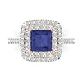 thumbnail image 2 of 2.07 ct Princess Cut Simulated Tanzanite Halo Engagement Ring for Women in 18K White/Rose Gold, 2 of 2