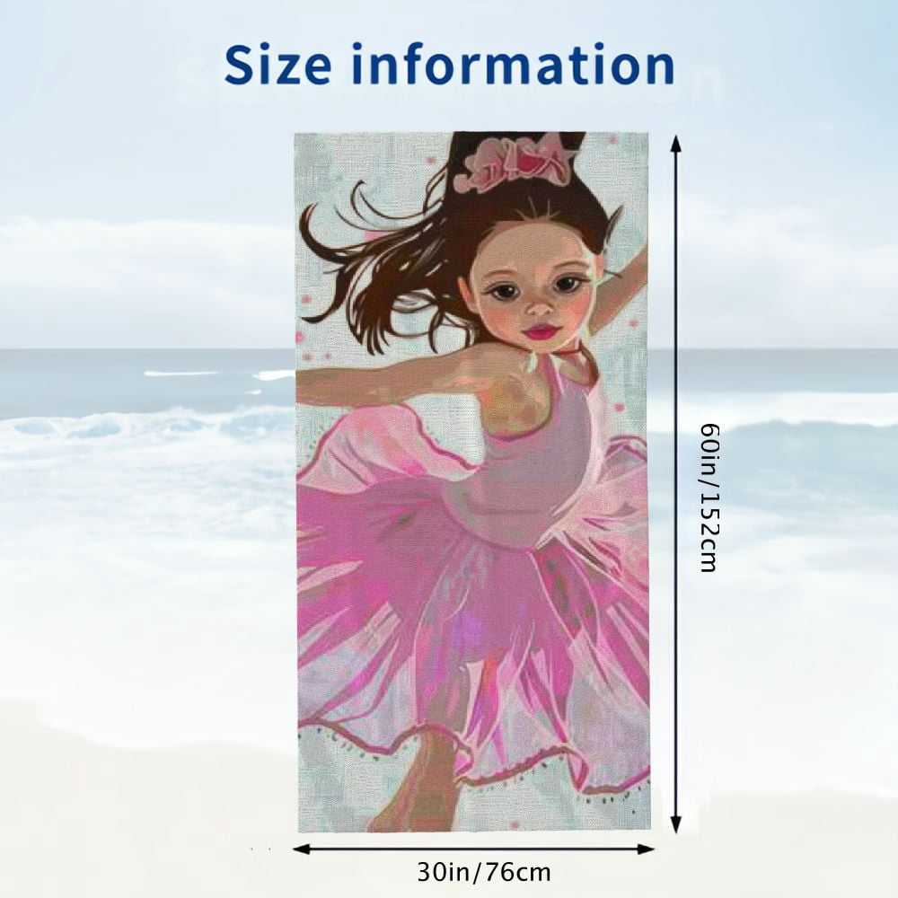 PHYHOO Little Ballerina Dancing Girl Beach Towel Highly Absorbent Microfiber Bath Towel Quick Dry Blanket 30x60in