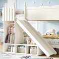 thumbnail image 6 of Harper & Bright Designs Full over Full Bunk Bed with Storage Shelves, Solid Wood Bunk Bed Frame with Slide and Ladders, Low Bunk Bed with Guardrails for Boys Girls, Beige, 6 of 16