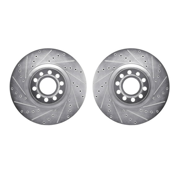 Dynamic Friction Company Front Brake Rotors-Drilled and Slotted-Silver 7002-73020