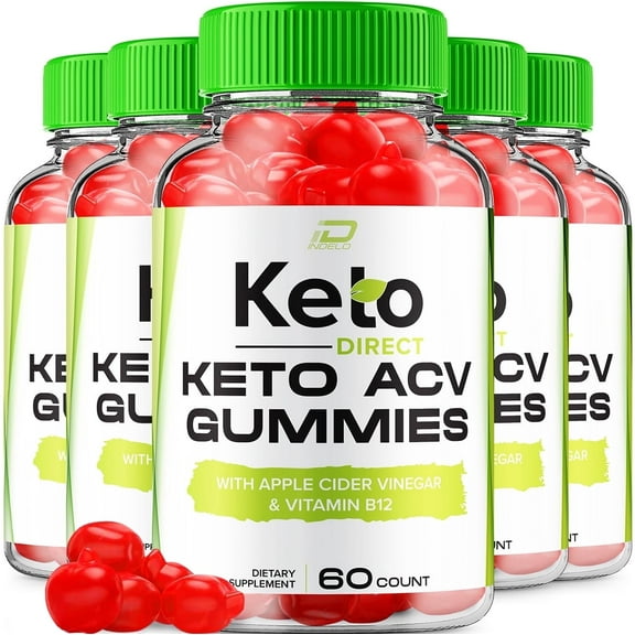 (5 Packs) Keto Direct ACV Gummies - Keto Direct Apple Cider Vinegar Gummy Supplement for Energy - Keto Direct Keto Gummies Dietary Supplement (300 Gummies)