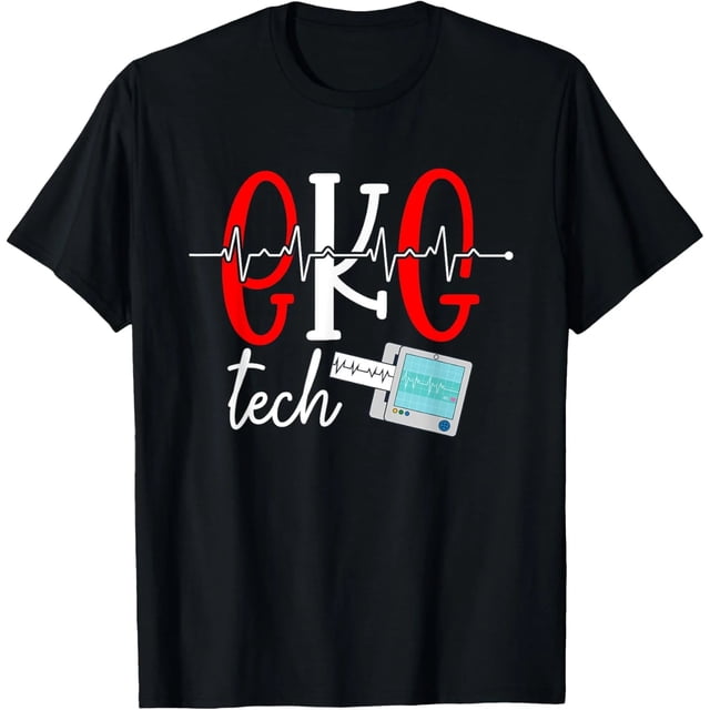 Playera de Técnico en EKG con Diseño de Latido, Talla Extra Grande para Mujer, Negra