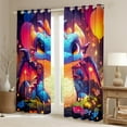 thumbnail image 2 of Cartoon Dragon Curtains Bedroom Decor Magic Wildlife Curtains & Drapes, Rainbow Floral 30%-50% Blackout Curtains Hippie Neon Mushroom Bedroom Curtains Jungle Animal Window Treatments, 2 of 6