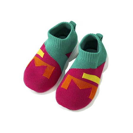

Daeful Unisex-Child Sock Sneakers Mesh Walking Shoe Slip On Running Shoes Breathable Knit Upper Flats Girls Boys Comfort Red 8.5C