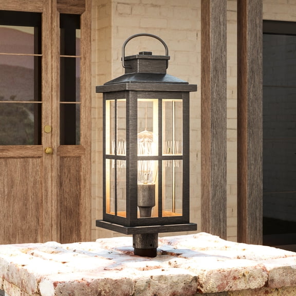 Luxury Transitional Post Light, 20.25H x 7W, with Craftsman Style, Aged Pewter, UHP1297 by Urban Ambiance