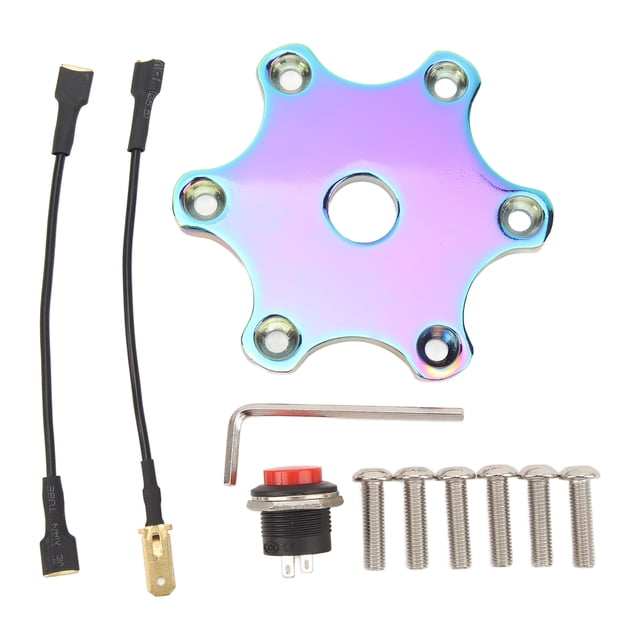 75MM Cubierta del botón de la bocina del volante Kit de placa de botón pulsador de bocina hexagonal Universal para volante de 6 pernos