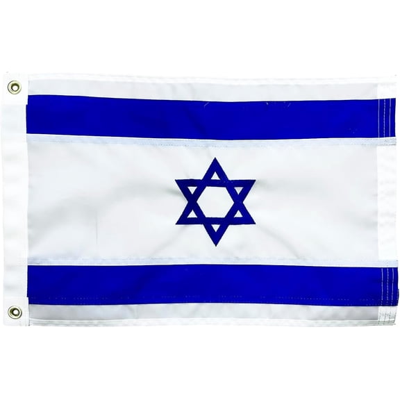 FLAGWIN  Israel Flag 12x18 Inch Heavy Duty Nylon Outdoor Decorative Banner with Brass Grommets for Patio Garden