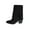 Black Middle Mid Calf Boots, variant on Women's Casual Short Boots Comfortable Mid-Calf Solid Color Round Toe Side Zipper Flap Cuff Block Heel Stylish Footwear