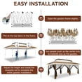 thumbnail image 4 of HOTEEL 10x20 Pop Up Gazebo with Netting, Double Roof Instant Canopy Tent with Extended Eaves, Waterproof & UV Protection Outdoor Pavilion for Patio, Party, Backyard, Brown, 4 of 8