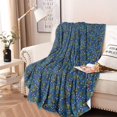 thumbnail image 2 of Blue Christmas Holly and Candy Cane Pattern Round Blanket,Comfortable Soft Flannel Throw Blanket,All Season,Warm Lightweight Blankets for Sofa Bed Couch Living Room Chair 60"x60", 2 of 5