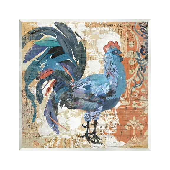 Stupell Vintage Rooster Floral Collage Animals & Insects Painting Wall Plaque Unframed Art Print Wall Art