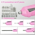thumbnail image 5 of Electric Screwdriver Set, Handheld cordless drill Rechargeable Tool, Rotatable 90 Degrees Cordless Electric Screwdriver Set with Rechargeable Battery and LED Light for Home DIY, Pink, 5 of 9