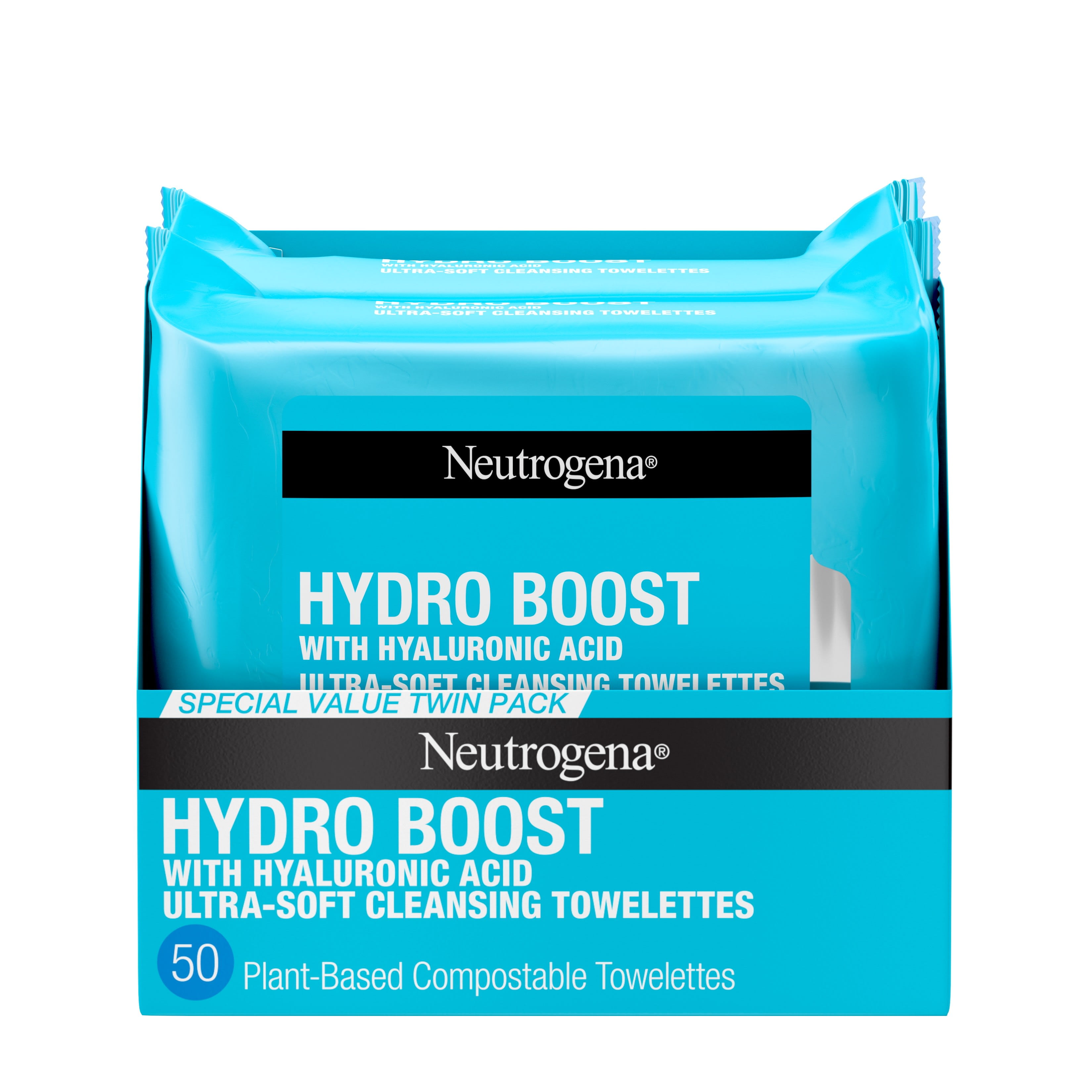 Neutrogena HydroBoost Cleansing & Makeup Remover Wipes, 2-Pack, 25 ct