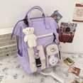 thumbnail image 4 of Backpacks for School, High School Backpack, Backpack with Cute Pin Accessories Plush Pendant, Aesthetic Cute Adorable Lovely with Pin and Cute Accessory, Purple, 4 of 6