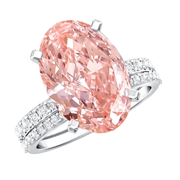 Rosec Jewels IGI Certified Lab Grown Pink Diamond 4 Carat Engagement Ring with Band - VS1 Clarity, 925 Sterling Silver, US 4.00