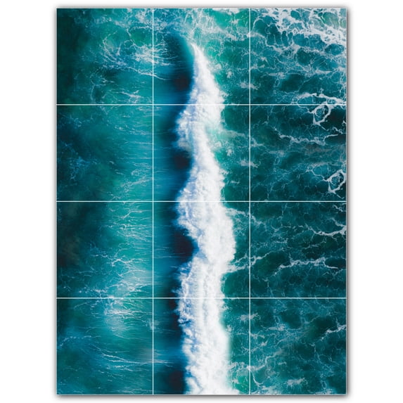 Picture-Tiles.com: Waves Ceramic Tile Wall Mural WAL501169-34L. 24"W x 32"H using (12) 8" x 8" Ceramic Tiles-Satin Finish