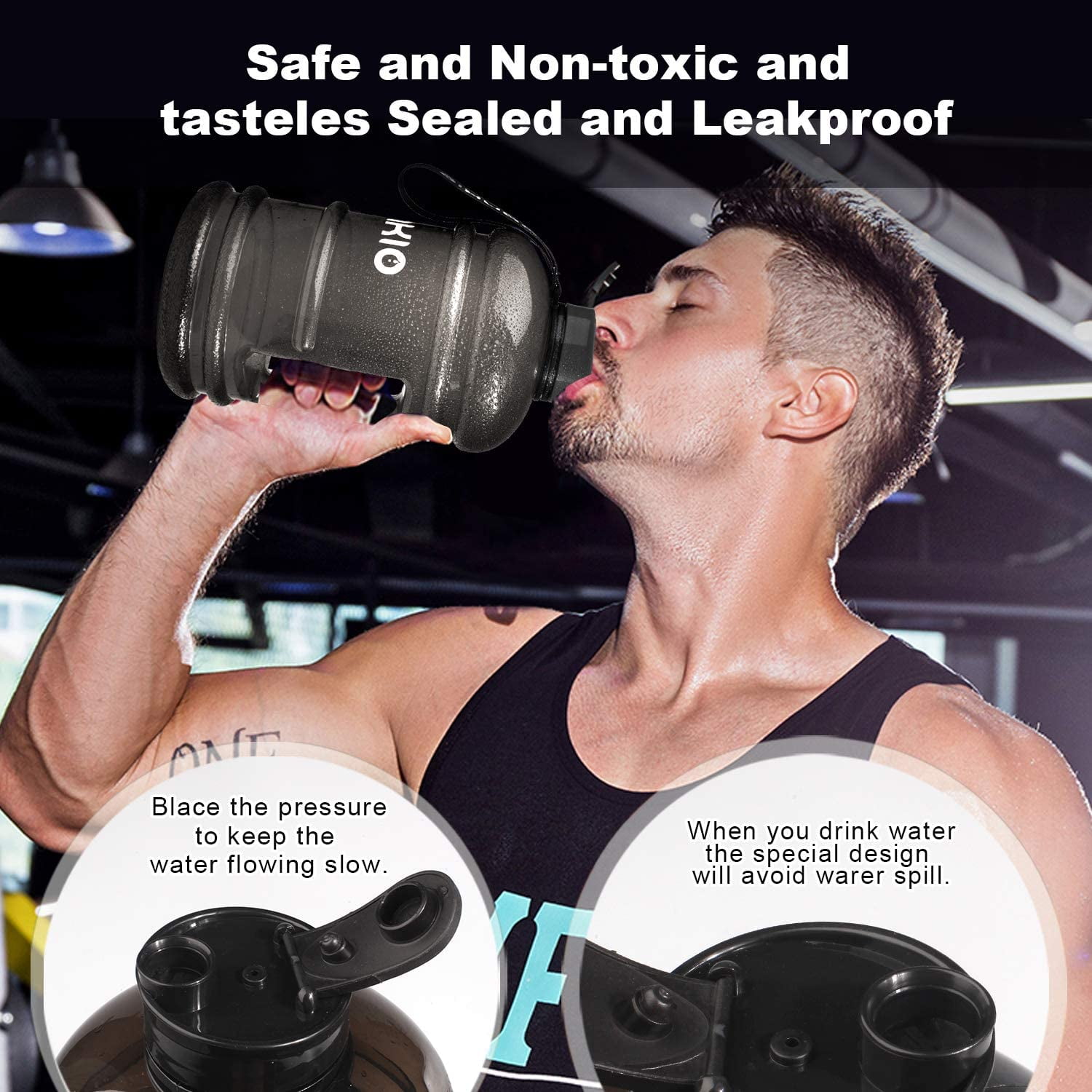VENNERLI Half Gallon Water Bottle - 2.2L (74oz) BPA-Free Sports Jug With Handle For Gym, Travel & Outdoor - View #5