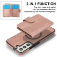 thumbnail image 5 of Decase for Samsung Galaxy S22 Plus Flip PU Leather Back Cover with 2-in-1 Detachable Magnetic Wallet with 5 Card Slots Compatible Mag-Safe and RFlD Blocking Kickstand and Wireless Charging,Rosegold, 5 of 6