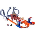 thumbnail image 1 of Hot Wheels Toy Car Track Set, RacerVerse Spider-Manâs Web-Slinging Speedway, Competitive Race with 2 Die-Cast Vehicles: Spider-Man & Black Panther, 1 of 6