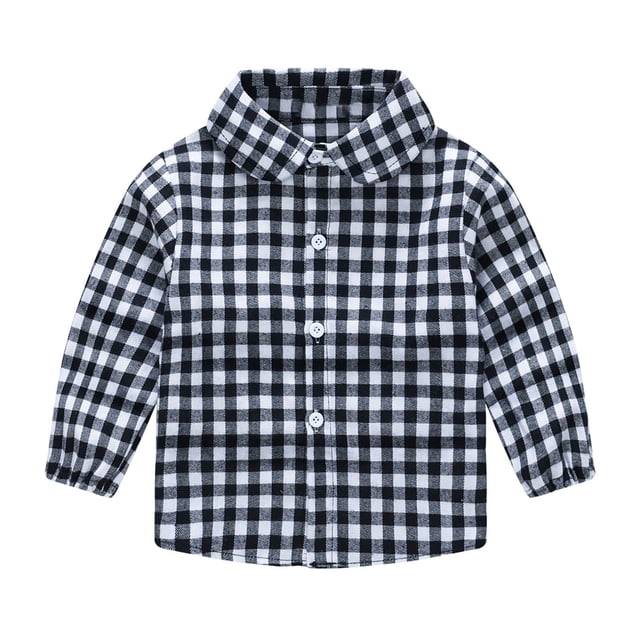 Chandail à Col Rond pour Bébés Garçons en Solde, Tout-Petits, Enfants, Bébés Garçons Fille, Mode, Mignon, Motif à Carreaux, Imprimé, Manches Longues, Hauts Décontractés, Chemise, Chandails pour Filles, Noir, 5-6T