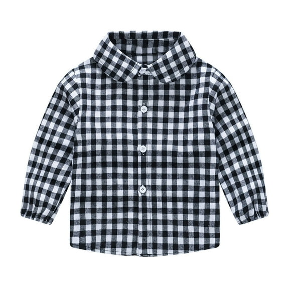 Edvintorg 18M-6Y Spring Fall Plaid Shirt Toddler Kids Baby Boys Girl Jackets Fashion Cute Lattice Pattern Print Long Sleeves Buttons Shirt Cotton Children Outerwear
