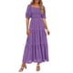 thumbnail image 1 of Vestido PRETTYGARDEN Verano 2025 Midi Cuello Cuadrado Morado Talla L, 1 of 6