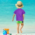 thumbnail image 4 of FORMRS Boys Rash Guard Short Sleeves Swim Shirt Quick Dry UPF 50+ Sun Protection, Sizes 3-12T, Purple Colorful Circles, 4 of 6