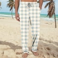 thumbnail image 3 of Men's Knitted Fashionable Printed Pocket Casual Pants, Plaid Pajama Pants for Home, Sleep and Lounge Wear,Beige,L, 3 of 8