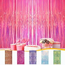 Golden Rain Silk Curtain | Holographic Iridescent Fringe | PET Film Material | Birthday Party Wedding Decoration | Foil Door Backdrop | 39x79 in | 1 Pack | Festival Event Decor