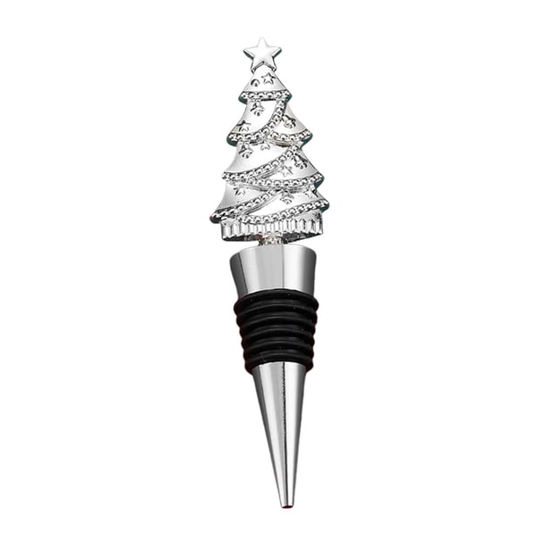 Tapón decorativo para botella de vino de Navidad, reutilizable, accesorio multiusos Plateado