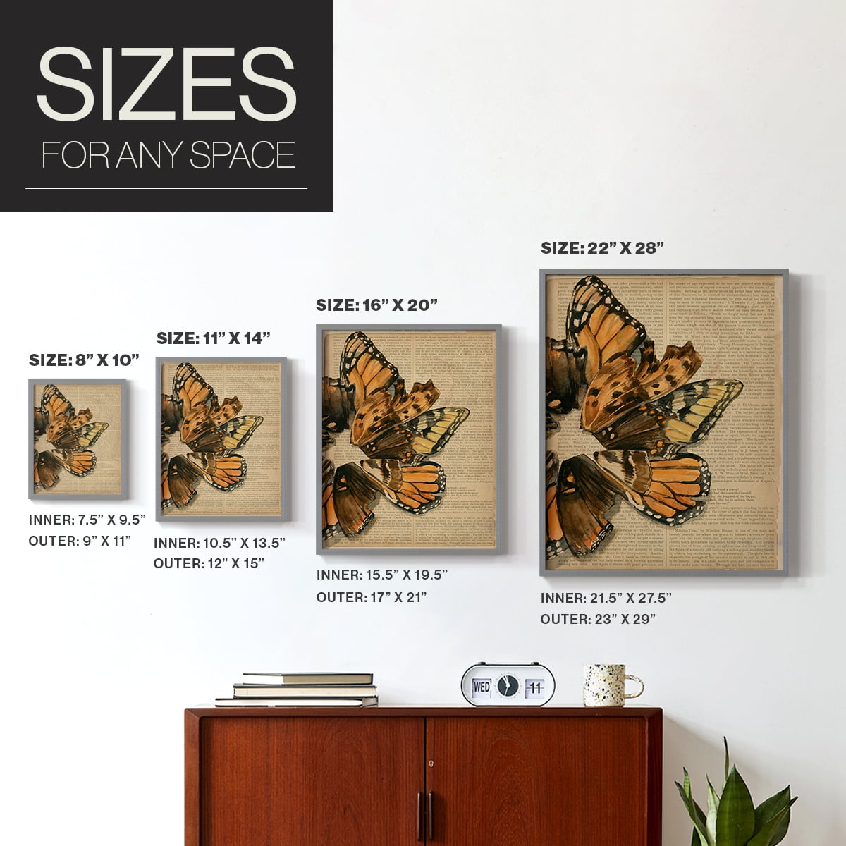 Winged Wreath I Framed Print - Solid Wood in Single Picture Frame Solid Wood 2 Framed Print