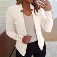 thumbnail image 2 of TFEOQRY Women's Fashion Cardigan Jacket Solid Color Casual Button Long Sleeved Coat Tops White, 2 of 5