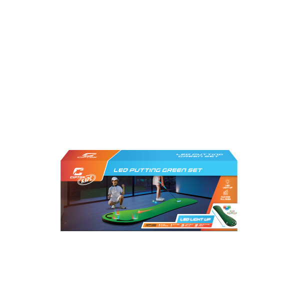 Cipton LED Light-Up Putting Green Set – Includes 3 LED Golf Balls & Putter, 10ft Indoor/Outdoor Mini Golf Mat