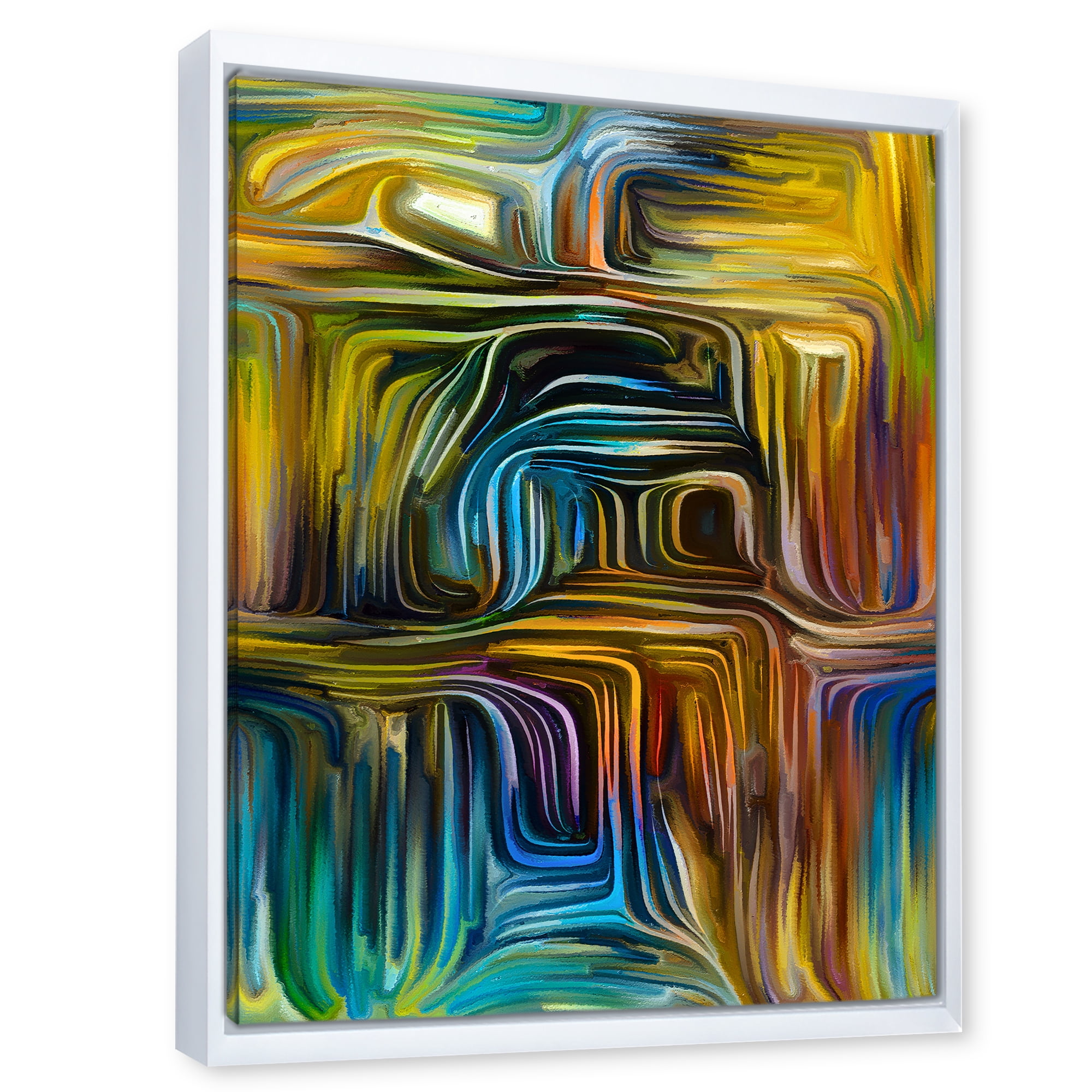 Designart 'Colour Spiral Fusion IV' Modern Framed Canvas Wall Art Print