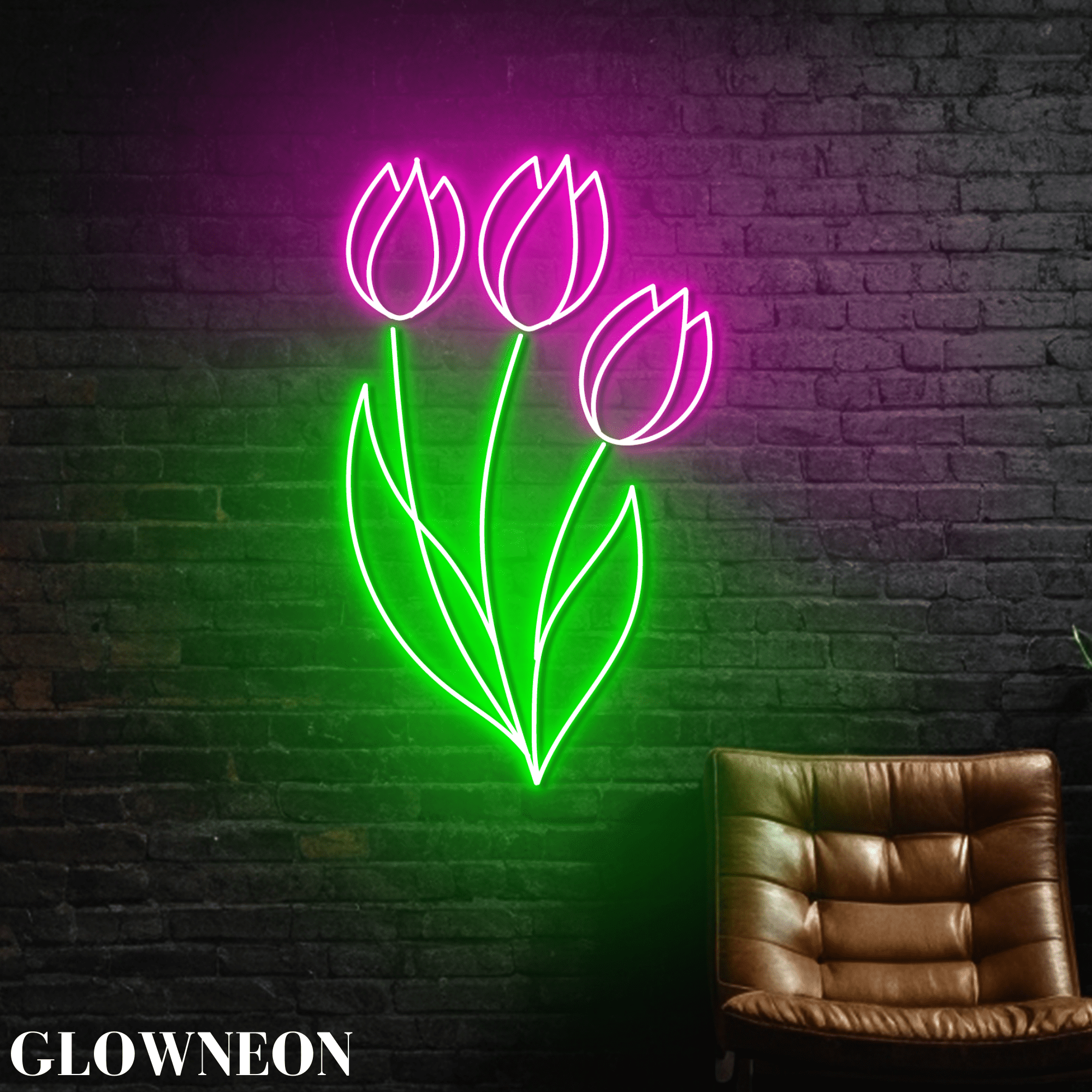Glowneon Tulip Flower Neon Sign, Tulip Shop Open Led Sign, Mom Gifts
