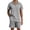 Gray, variant on Men's 2-Piece Summer Outfit Set - Textured Quarter-Zip Polo Shirt & Drawstring Shorts, Casual Loungewear Tracksuit