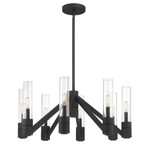 6518-BS-CL-Norwell Lighting-Rohe - 8 Light Chandelier-20.75 Inches Tall and 28 Inches Wide-Black Sand Finish
