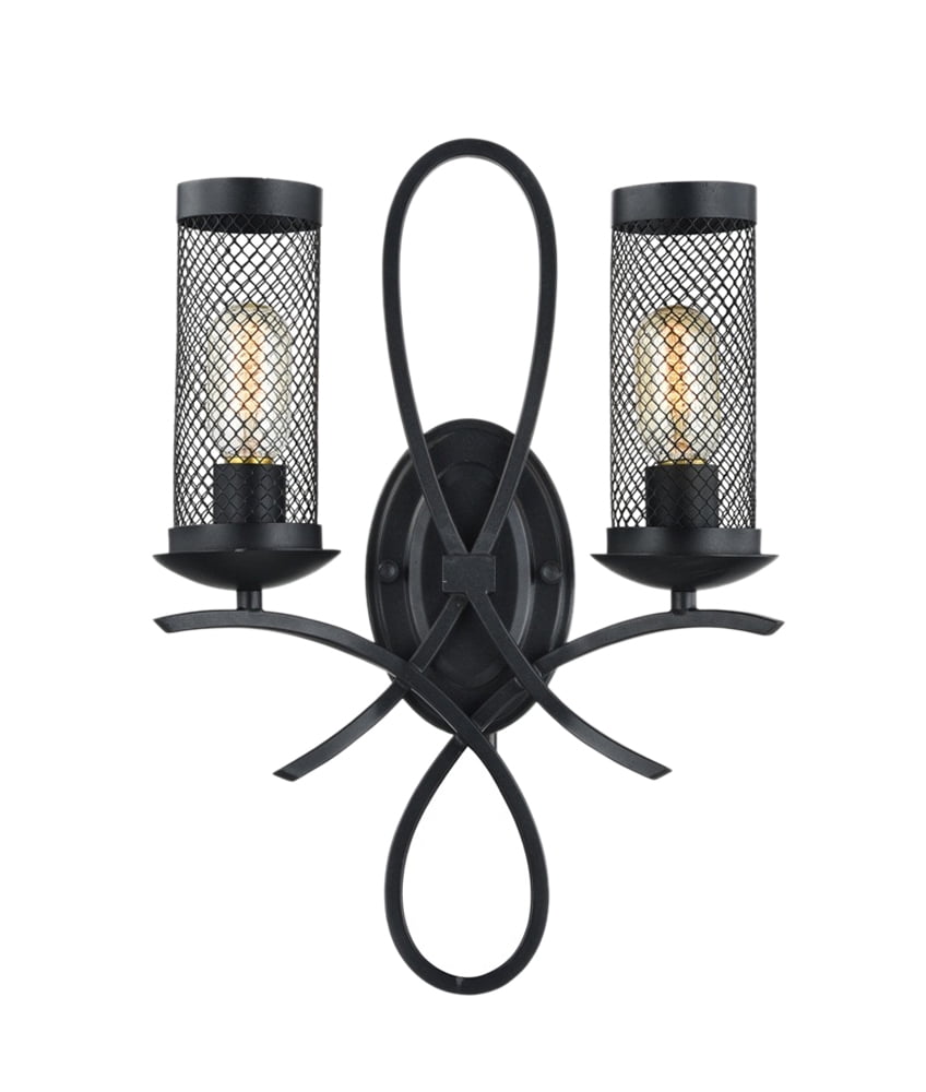 Kenosha Classic Black Mesh 2-Light Wall Sconce